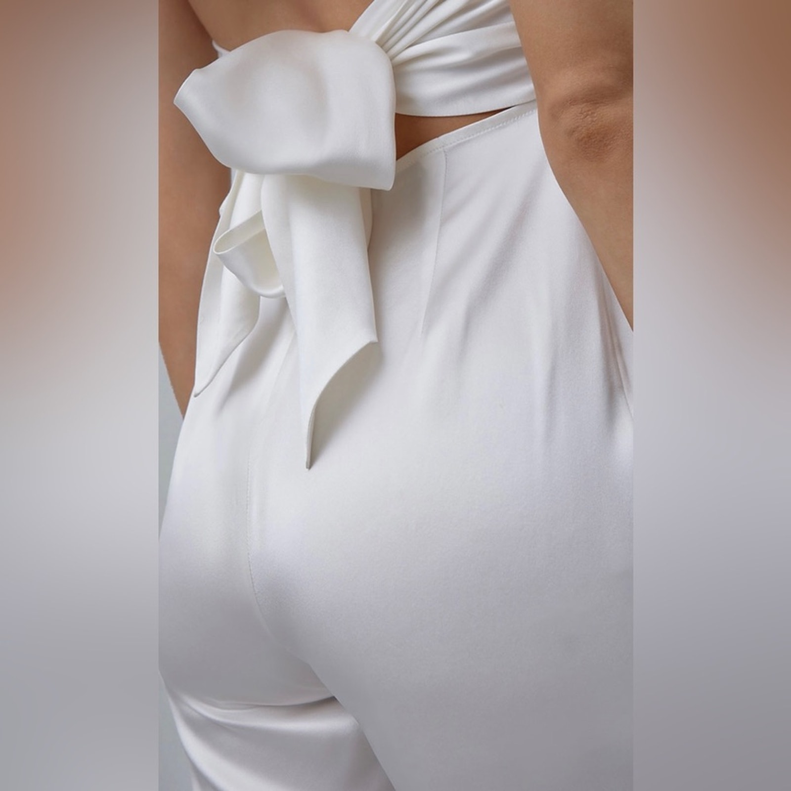 Nwt Silk Maison Side Slit Silk Culotte Jumpsuit Pearl White Sizexs — image 7 of 8